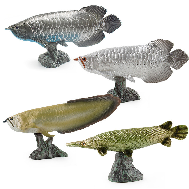 Simulación estática sólida transfronteriza modelo animal marino decoración de plástico Pez Dragón dorado Pez Dragón plateado juguete para niños hecho a mano