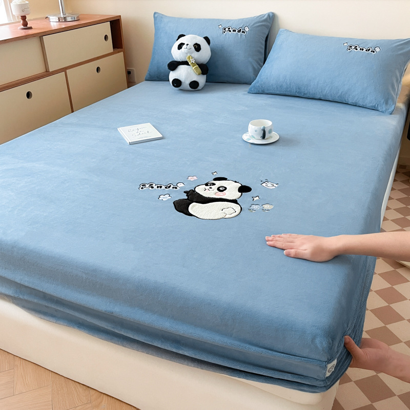 2025 nueva sábana de terciopelo de leche cubierta protectora de colchón de invierno de una sola pieza cubierta de cama engrosada con todo incluido más funda de cama individual de terciopelo