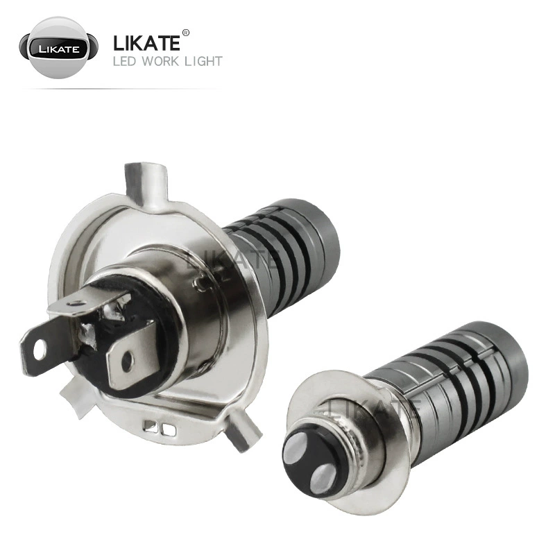 LED-лампа LKT для авто/мото H4/P15D/BA20D, бело-желтая двухцветная линза, биксеноновый объектив, малый стальной корпус