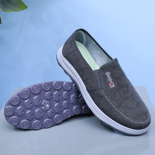 春秋款休闲单鞋男韩版帆布板鞋一脚蹬厚底防滑司机工作老北京布鞋