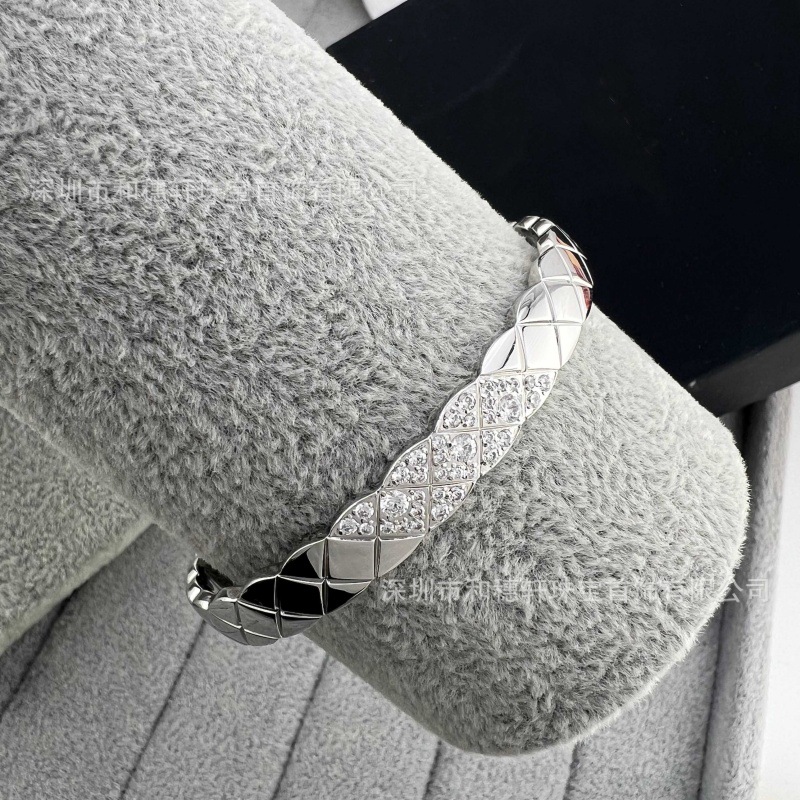 小香菱格手镯s925シルバー細身ローズゴールド菱形模様ダイヤモンド付きおしゃれ高級感女性用2024年新作