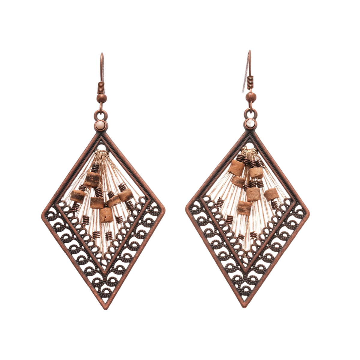 Europa y los Estados Unidos de la nación de estilo cuentas hueco diamante gancho de orejas Merlard retro hacer viejos aretes de nicho de alta calidad para mujeres