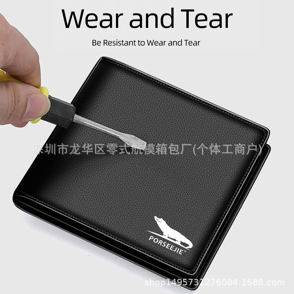 Cartera con estampado de cocodrilo Cartera para hombre Nuevo clip de dinero duradero Estilo corto Moda negocios Cartera de múltiples tarjetas Clásico