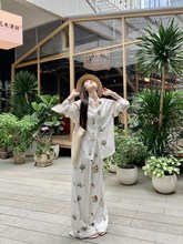 度假风套装设计感刺绣polo领衬衫外套女夏季穿搭休闲阔腿裤两件套