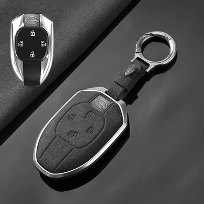 Car key bag, Trumpchi gs4plus Car Key Set - chuanqi-c-four-key-tarnish-aluminum-alloy-cement-ash-suede-upgrade-ring-buckle