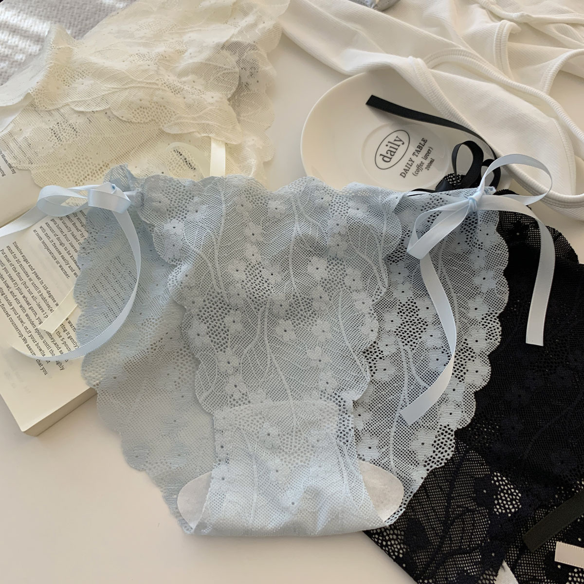 Cute and Pampered Beauty ~ Sexy Pure Lust Style Lace Panties for Girls, Low-Waist Straps, Summer Thin Briefs for Young Ladies