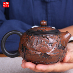  雲南建水紫陶純手工壺泡茶壺匏尊石瓢壺泡普洱茶具紫砂壺