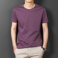 メンズ半袖Tシャツアイスシルク新シルケットコットンTビジネスシンプルサマートップルーズユースラウンドネックホット