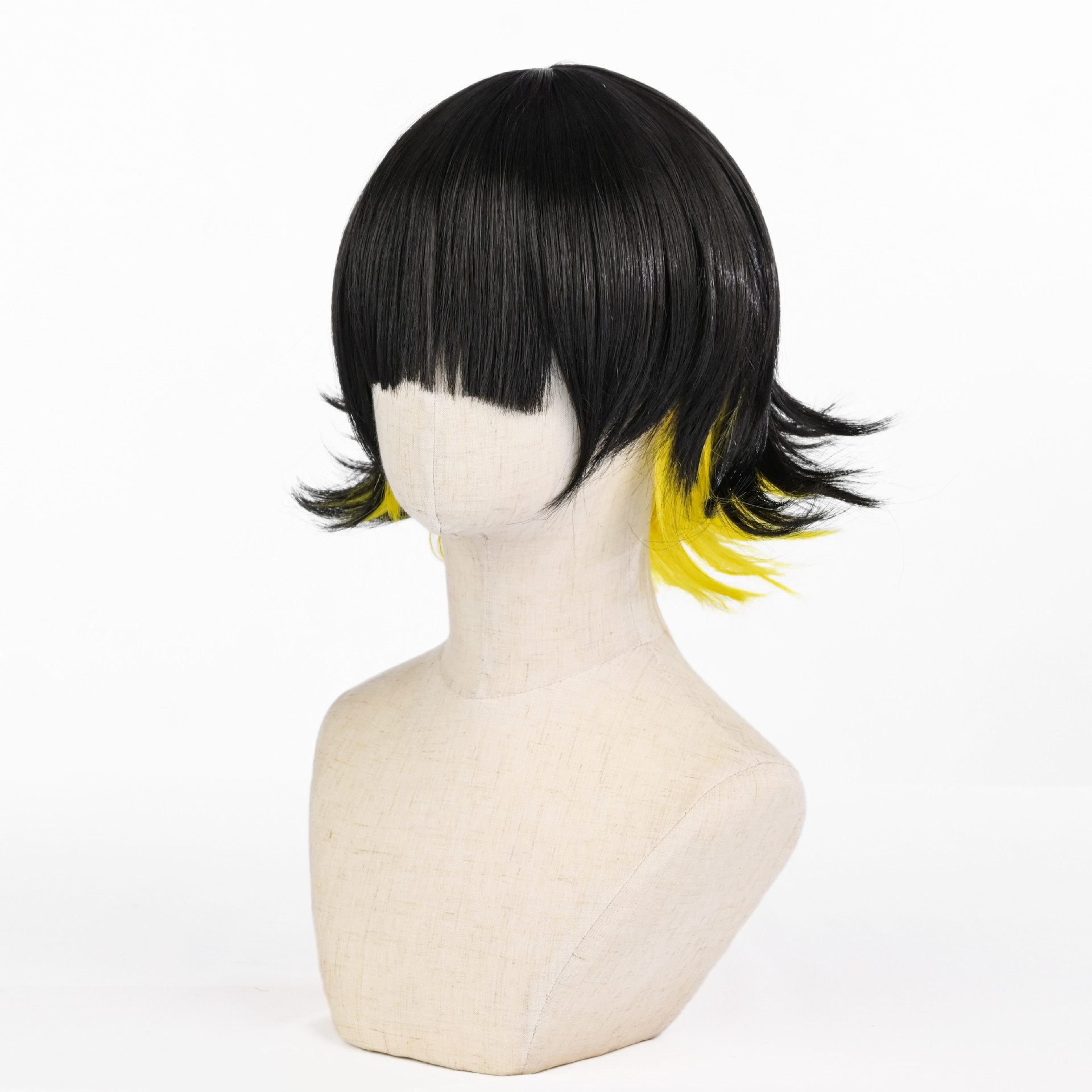 Synthetische Perücke Blue Prison Bee Joy Back COS Kurzhaar-Perücke im Double-Color-Block-Stil_voghion.com