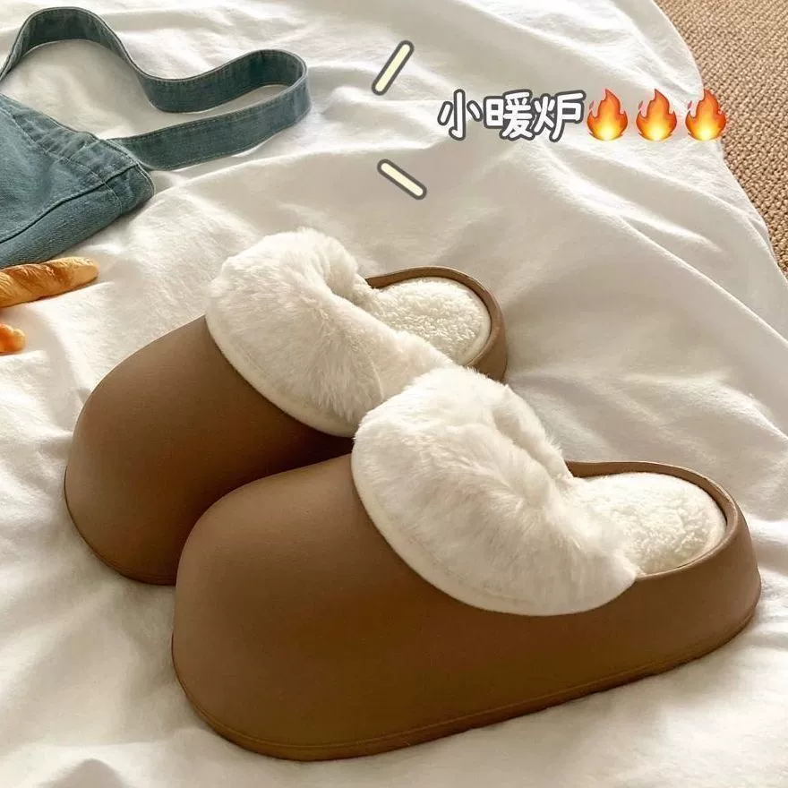 Водонепроницаемые хлопковые тапочки для студенток, зимняя теплая верхняя одежда, нескользящие домашние тапочки на толстой подошве со съемным хлопковым вкладышем, женские туфли на платформе