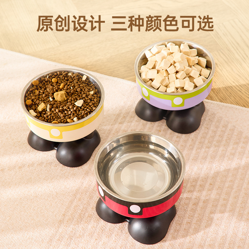 Tazón de acero inoxidable para mascotas antideslizante de gran capacidad para perros para gatos Tazón de pie alto para proteger el cuello Tazón de mascotas al por mayor