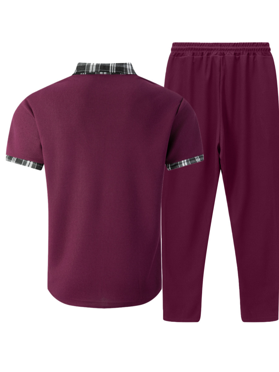 Completo uomo camicia e pantaloni in tessuto nido d'ape_voghion.com