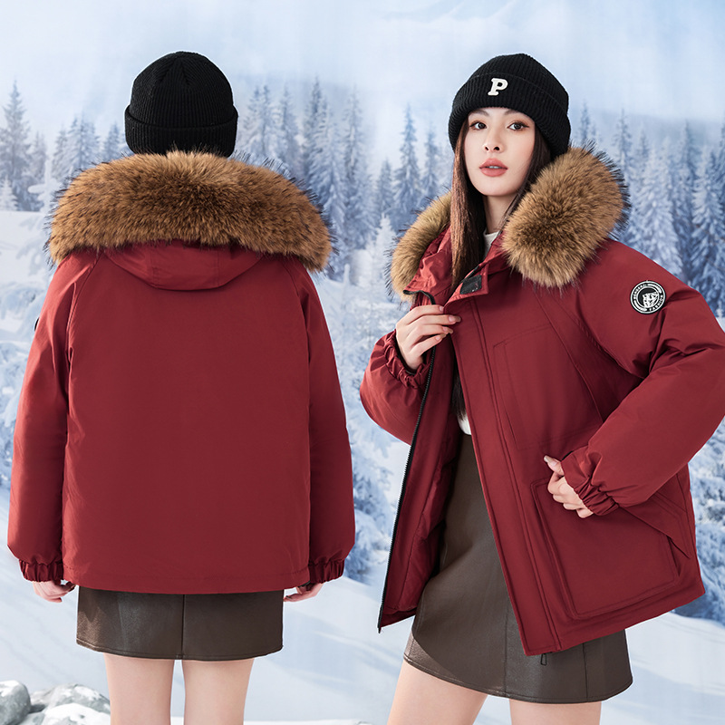 2024 comercio exterior nuevo estilo coreano pequeño abrigo de algodón suelto pareja de cuello de pelo parker ropa de moda abrigo de algodón image 4