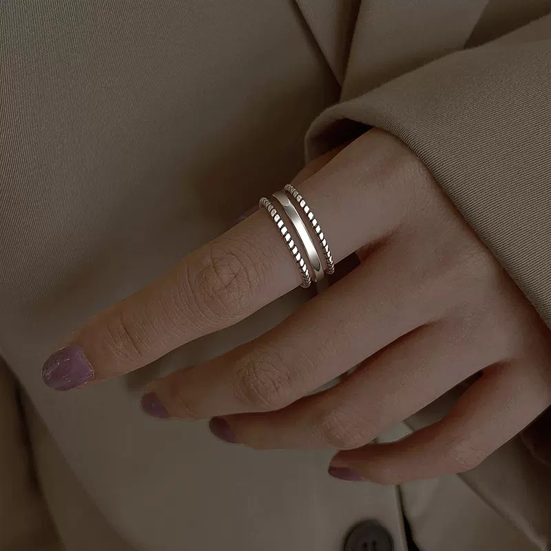 Sunrise Three-Layer For Women, Ins-style Niche Design, Simple And Minimalist, Multi-Layer Plain Band, Index Finger Open_voghion.com