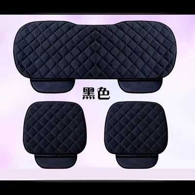 Cross-Border Winter Short Plush Car Seat Seat cushion, seat cover - diamond-velvet-black-three-piece-set