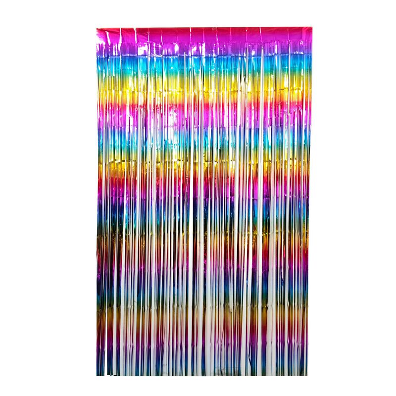 2m Horizontal Gradient Rainbow Color Rain Curtain Festive Decoration Background Wall Decorative Curtain Wedding Colorful