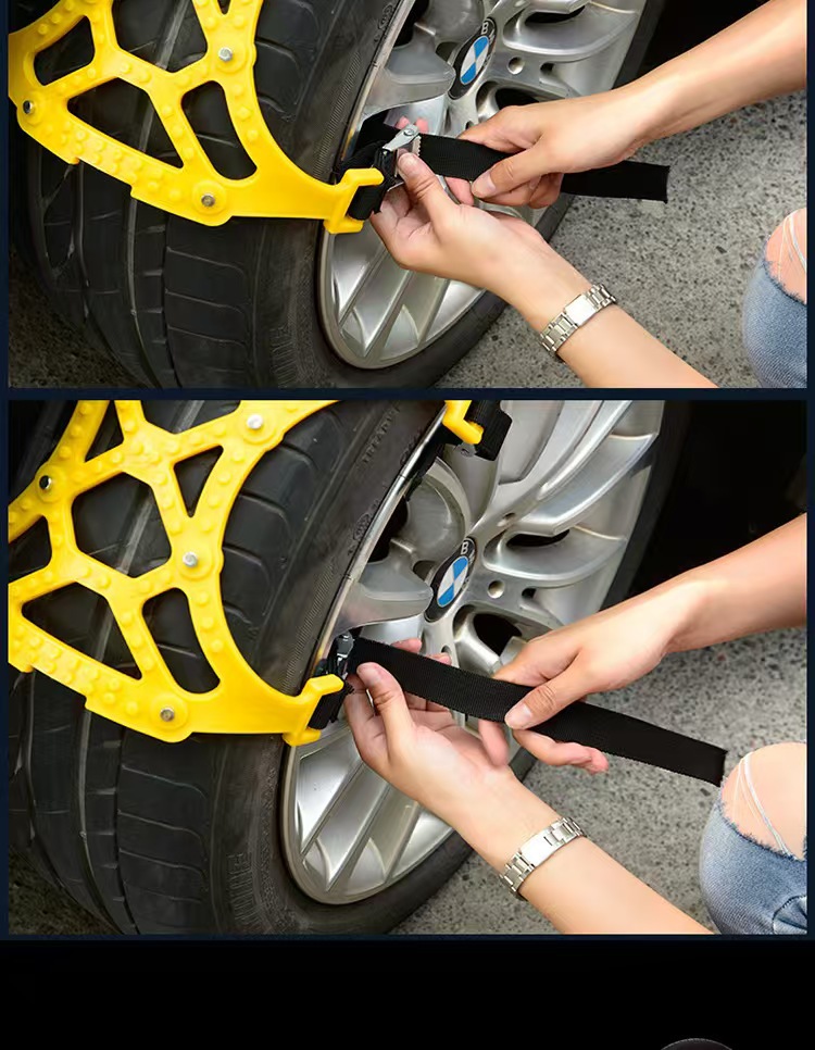 Car anti-skid chains for snow, suitable for small cars and SUVs, universal type, thickened rubber, for snow and mud terrain, anti-skid chain