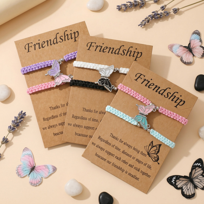 Oil-Drip Butterfly Bracelet Cross-Border Hot-Selling Magnetic Bracelet European and American Retro Magnetic Buckle Friendship Card Bracelet