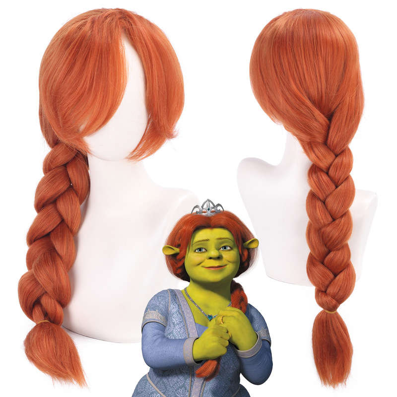 Main Santa Shrek Princess Fiona Fiona Red Twist Long Braid Cos Wig