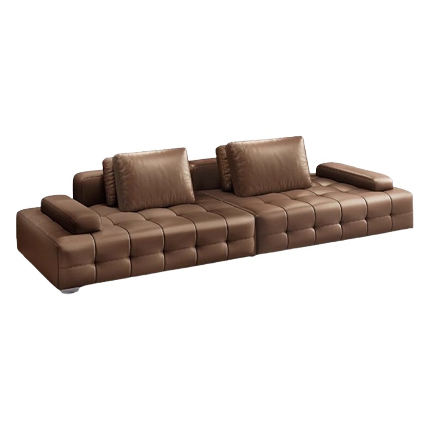 Sofá de cuero de vaca engrosado de grado S italiano simple Lawrence sala de estar apartamento grande y pequeño sofá de lujo recto en forma de L