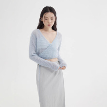 爱与南希十三行2025夏季抽绳V领低胸高级感羊毛短款针织衫女41148