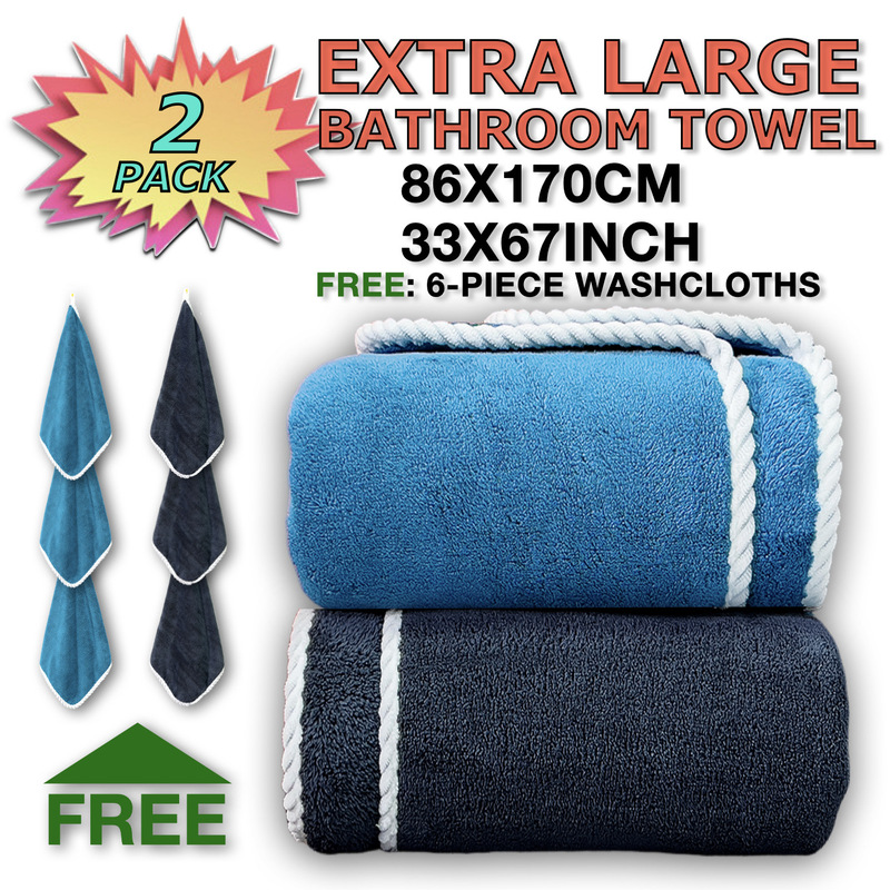 8 pieces of modern microfiber enlarged bath towel 86*170cm6 square towel with super absorbent function 2 bath towels