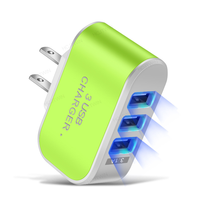 Creative Led Luminous 3 Plug Smart Multi-port Usb Charger display picture 5