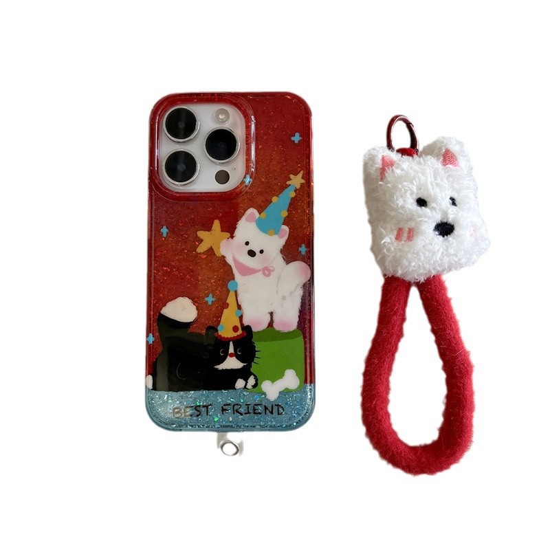 Divertido y lindo estrella cachorro gato para iphone16ProMax brillo en polvo 14 Apple 15 funda para teléfono 13 mujer