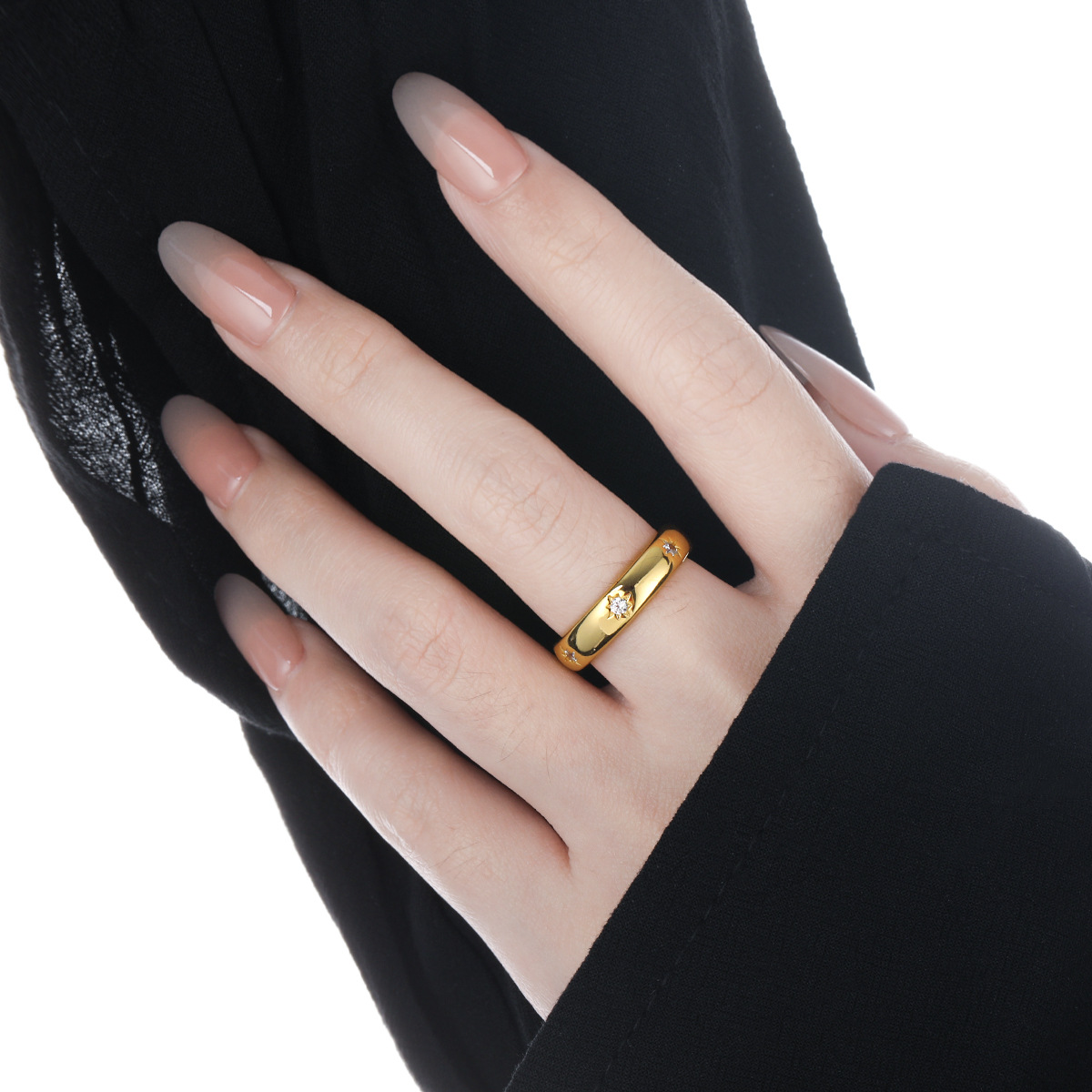 Korean Style INS Open Ring Plated 18k Gold Couples Simple Versatile Premium Niche Design Luxury Light Hand Ring