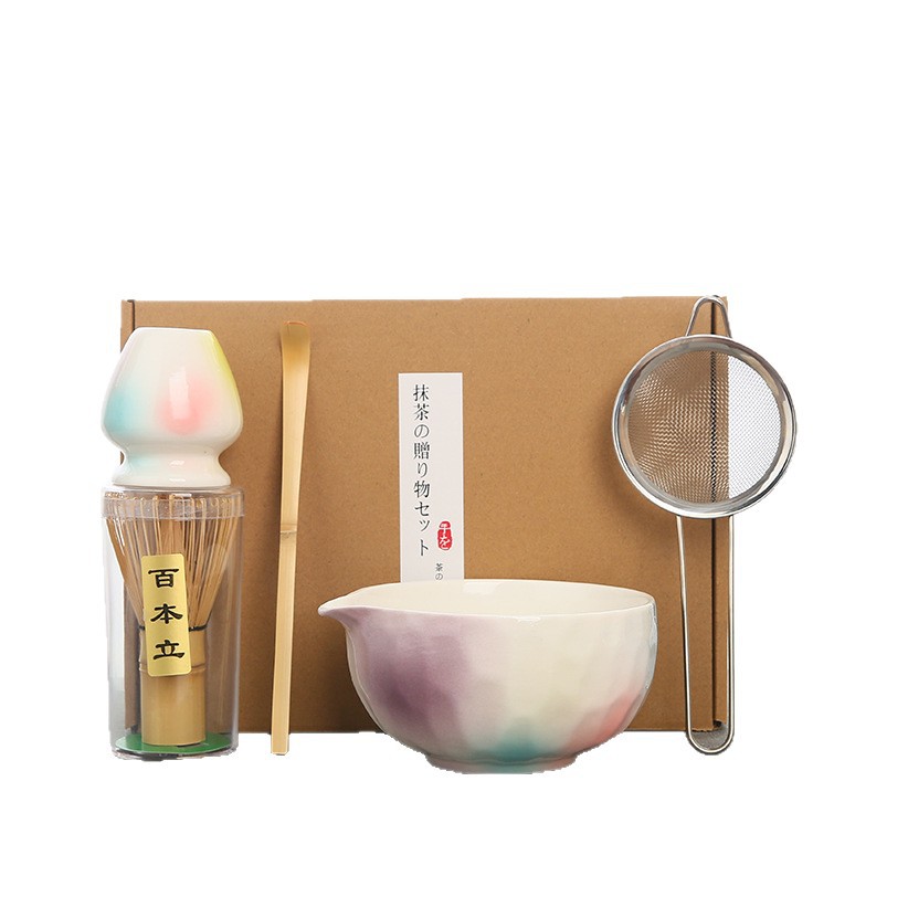 Juego de matcha degradado de matcha de estilo japonés exclusivo transfronterizo, cepillo de té Baibenli, juego de 5 piezas de herramientas de té de la dinastía Song