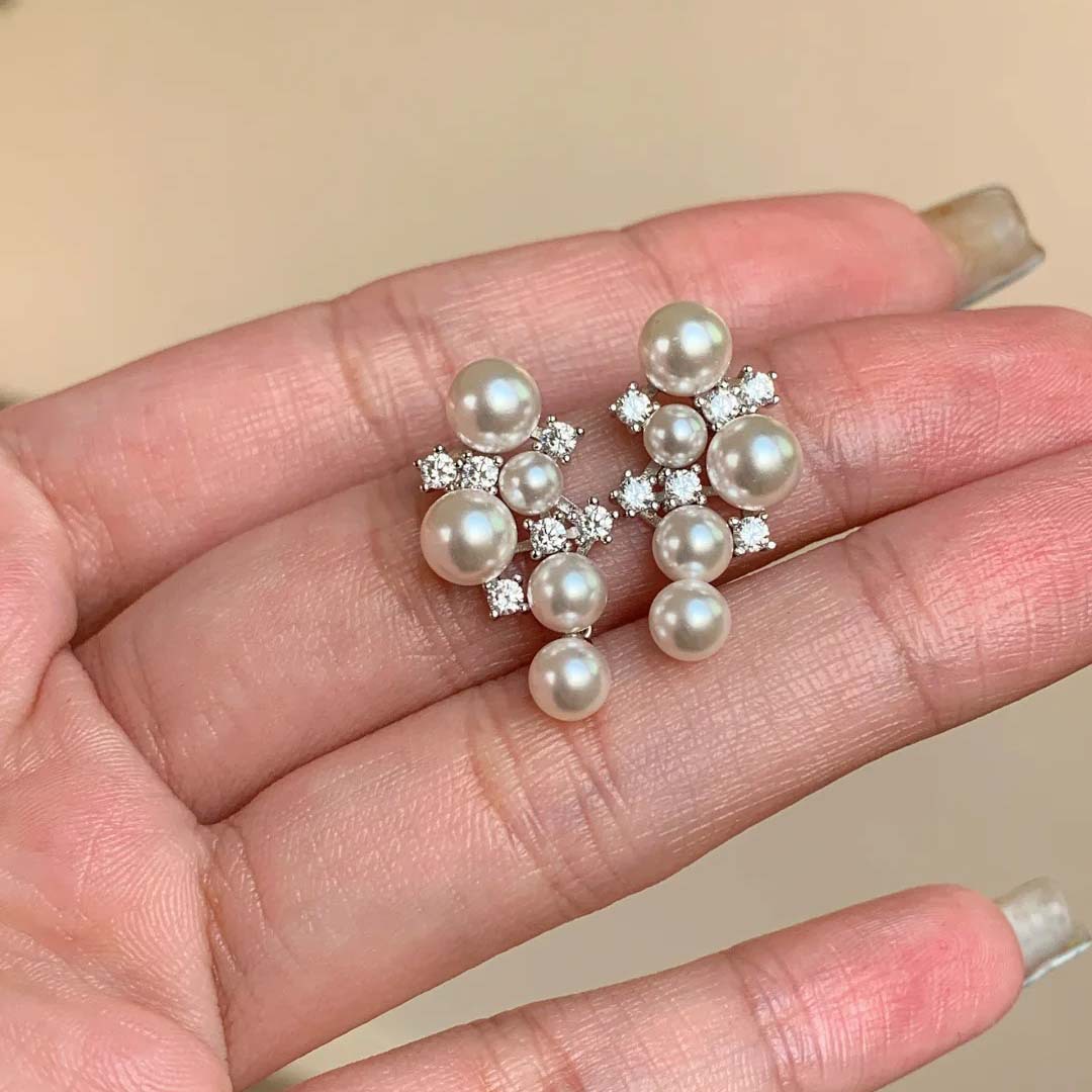 Pendientes de botón de circonita cúbica y perla, delicados y versátiles para el trabajo, los desplazamientos y el uso diario. Hipoalergénicos, resistentes al deslustre y duraderos._voghion.com