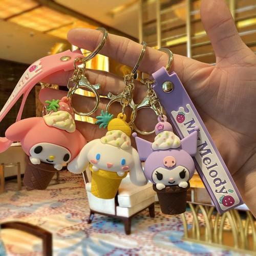 Ice cream Sanrio cartoon keychain cute Melody girls bag pendant car key chain small gift