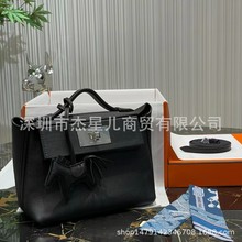 曾曾手工纯手缝H家斜挎女包mini2424Eve皮Swift皮凯丽包黑色银扣