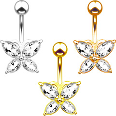 New Amazon eBay sourced belly ring, high-quality butterfly zirconia navel stud, piercing jewelry
