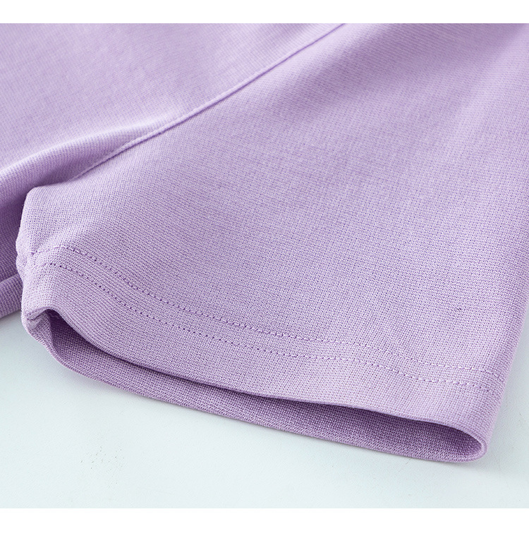 Áo thun nữ tay ngắn thiết kế khoét vai, chất liệu dệt kim acetate Tencel ôm dáng — Màu tím chi tiết 11