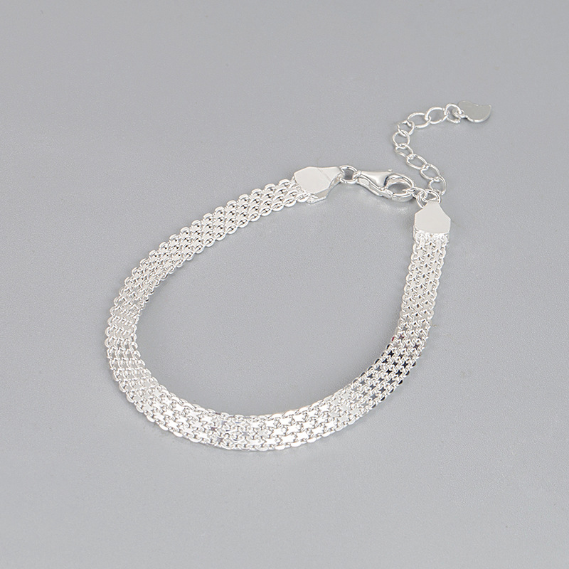 New Fashion Sparkling S925 Sterling Silver Four-row Bracelet Wholesale display picture 2