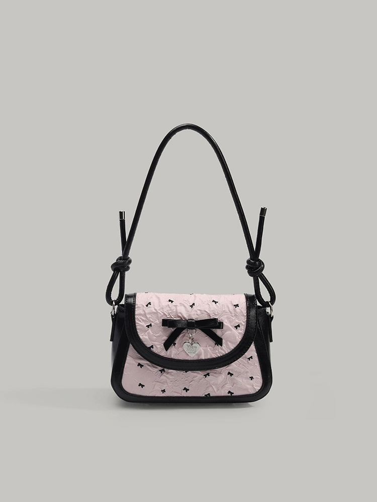 Корейская нишевая сумка для подмышек для милых девочек, женская маленькая квадратная сумка на одно плечо с французским бантом, новая летняя сумка через плечо