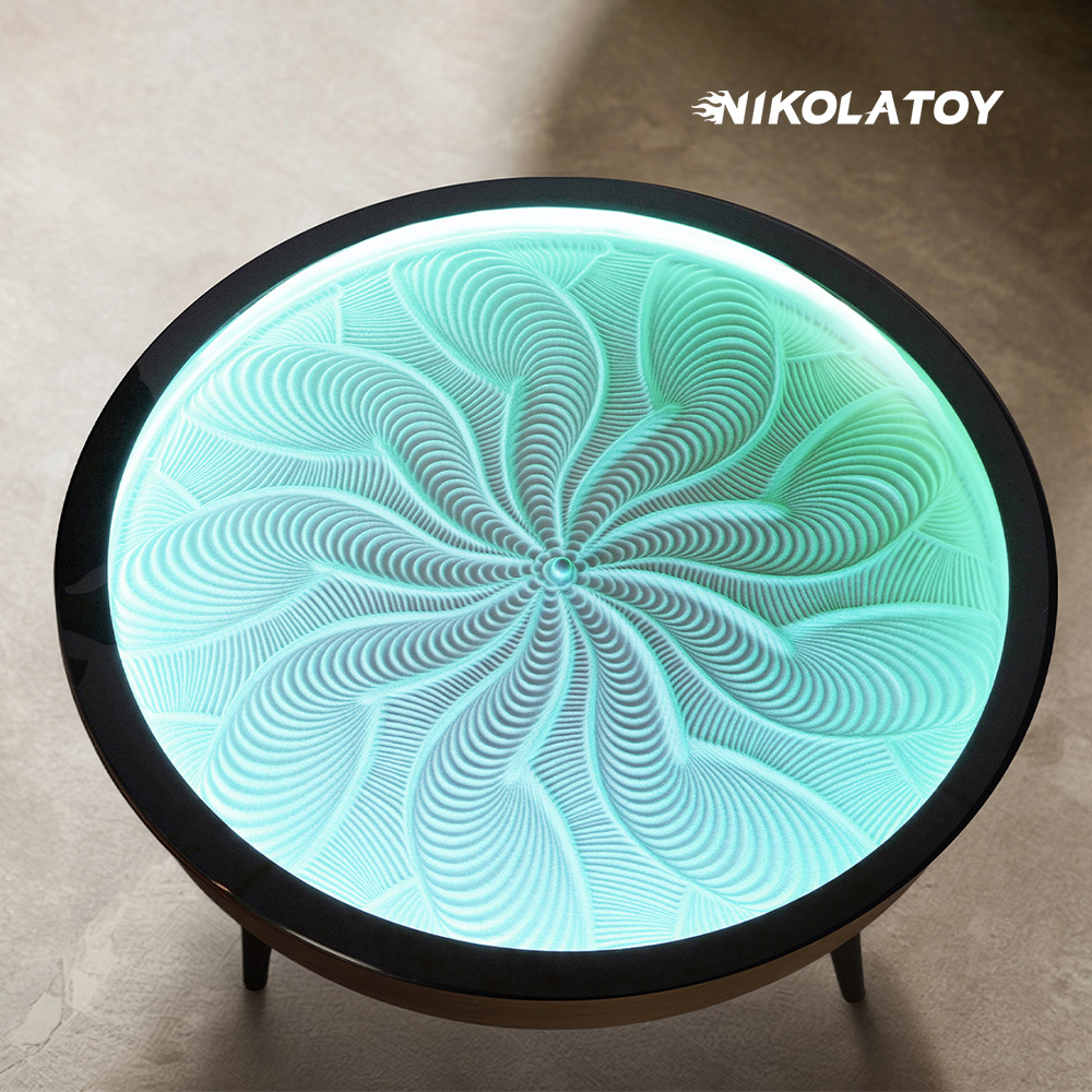 Mesa de té de pintura de arena de madera sólida composición automática diy pintura de arena robot decoración magnética dinámica decoración de mesa de arena