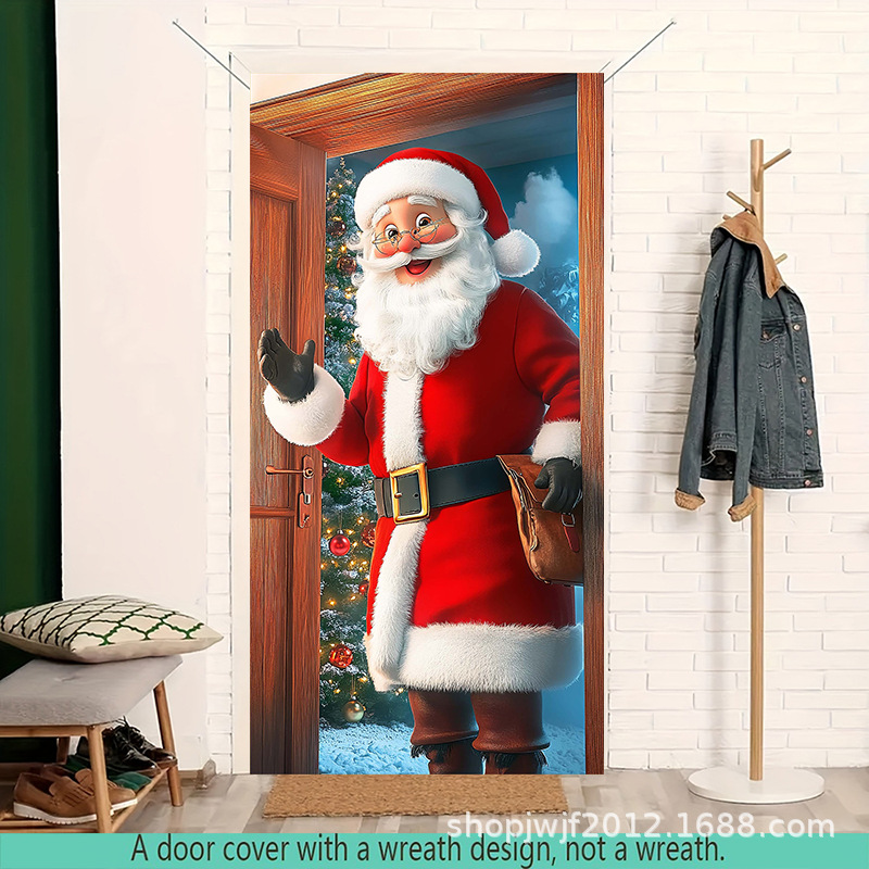 TEM Amazon transfronterizo nueva decoración de la cubierta de la puerta de Navidad rojo Santa Claus regalo cubierta de la puerta ambiente festivo fiesta