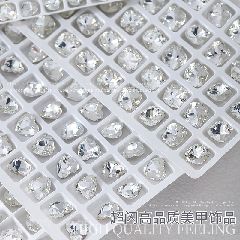 Belleza de uñas Fondo puntiagudo Diamante mezclado K9 multi-Corte cara grasa cuadrado amor gota de agua diamante completo Joyería de diamantes transparente Diamante de forma especial 2 piezas image 1