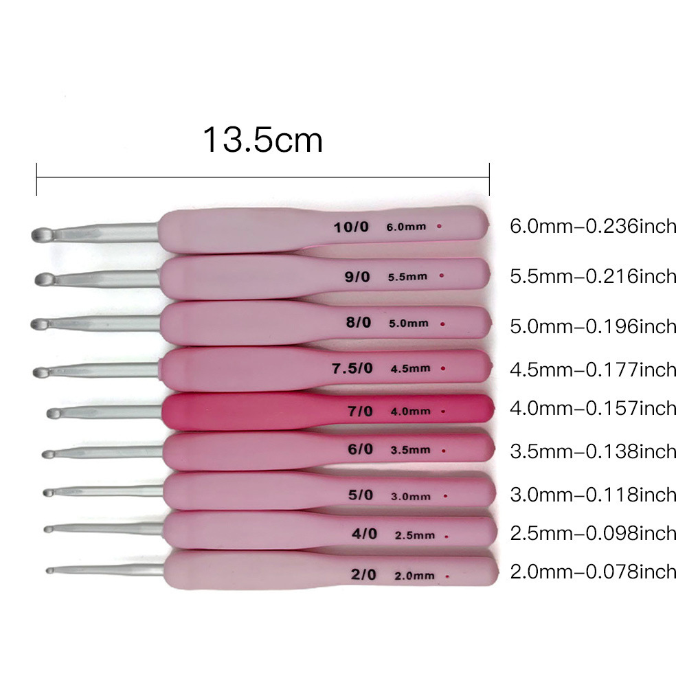 Herramientas de tejido transfronterizas agujas de suéter TPR de color gradiente agujas de mango suave un conjunto de 9 piezas