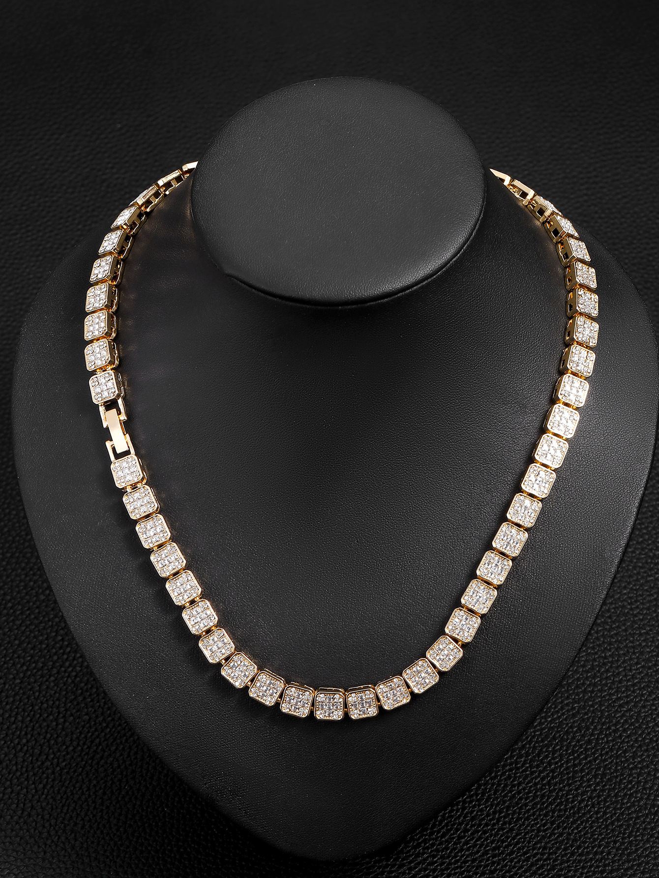Collana di zucchero rock di alta qualità, accessori alla moda e alla moda per uomo, in vetro quadrato cubano, HipHop_voghion.com