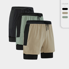 Euramerican Interlock Two-Piece Athletic Quick-Dry Shorts with Liner, Non-Slip Five-Finger Shorts for Men, Sweat-Proof Fitness Wear