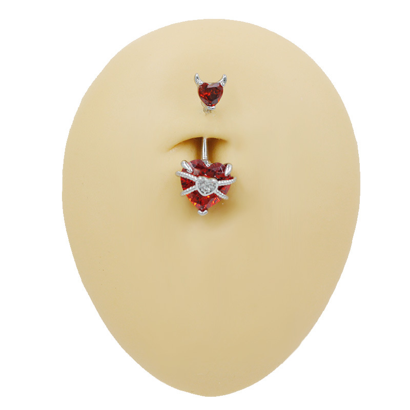 Colorful Heart Shaped Belly Button Ring Piercing For Women_voghion.com