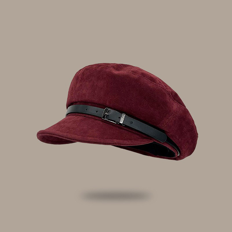 Corea del Sur de seda gorra de periódico superior plana gorra mujer moda de otoño y invierno británico Anchor Boina roja elegante gorra pintora