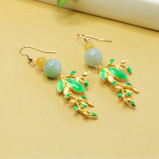 Aiyu Natural Burmese A Goods Jade Earrings Ear Hook Jade Enamel Color Jewelry Wholesale AY3120904