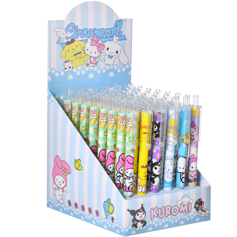 Cute gancho de plástico familiar de dibujos animados muestran bolígrafo neutro ST cabeza caja de alto valor facial estilo bolígrafo de firma