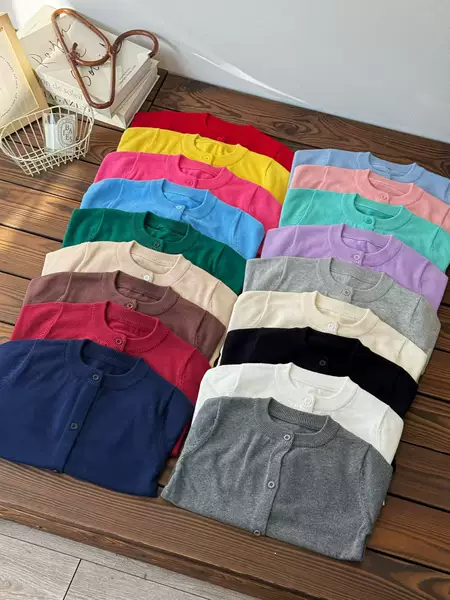 Spring and Autumn New Children's Korean Pure Cotton Knitted Air Conditioning Cardigan Thin Sweater Coat for Boys and Girls
