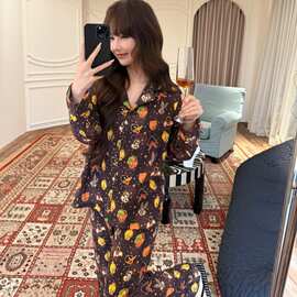 100%棉睡衣2026年秋季双层棉麻法式少女甜美长袖高级感家居服套装