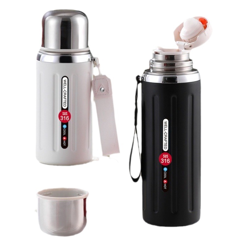 Nuevo 316 de acero inoxidable columna romana ventosa retro taza de gran capacidad portátil al aire libre niñas taza de agua de alta apariencia